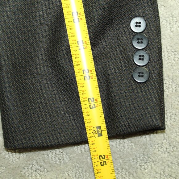 ALBERT NIPON Mens Black Brown Houndstooth WOOL Blazer Sport Coat Jacket SIZE 40R - Picture 8 of 9